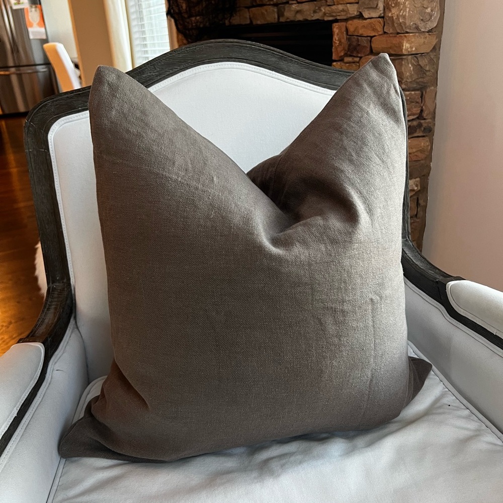 Rh restoration hardware set of 2 brown linen throw pillow covers